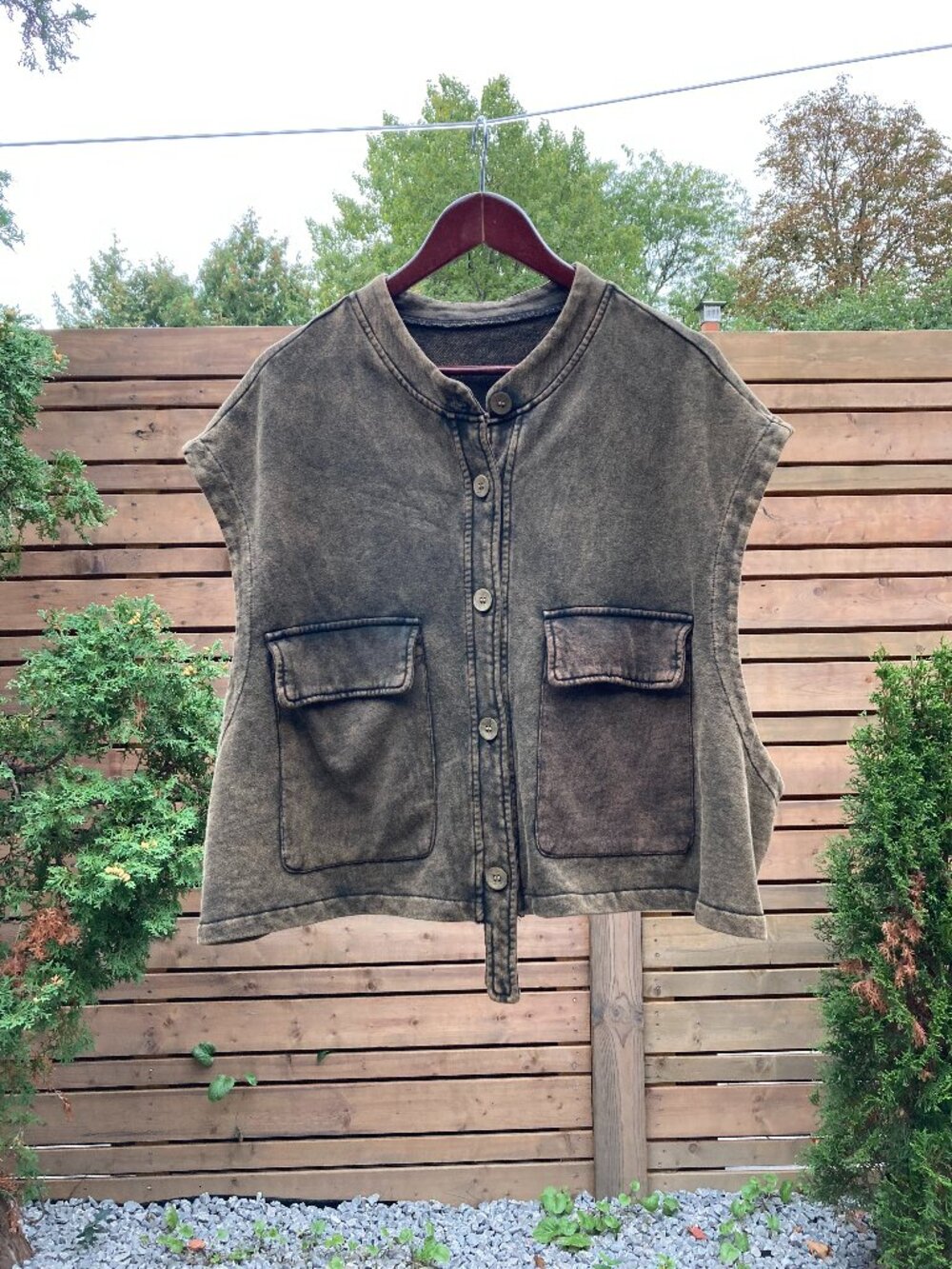 Unique All Season Cotton Vest, OS, Distressed Dark Brown
